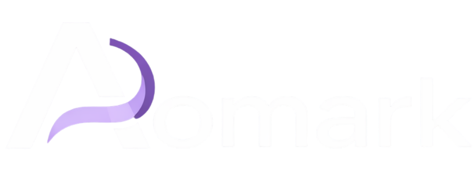 Logo kompanije Romark u beloj boji na crnoj pozadini.