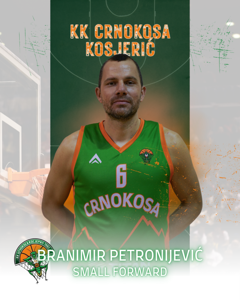 Košarkaš Branimir Petronijević u zelenoj sportskoj opremi sa brojem 6.