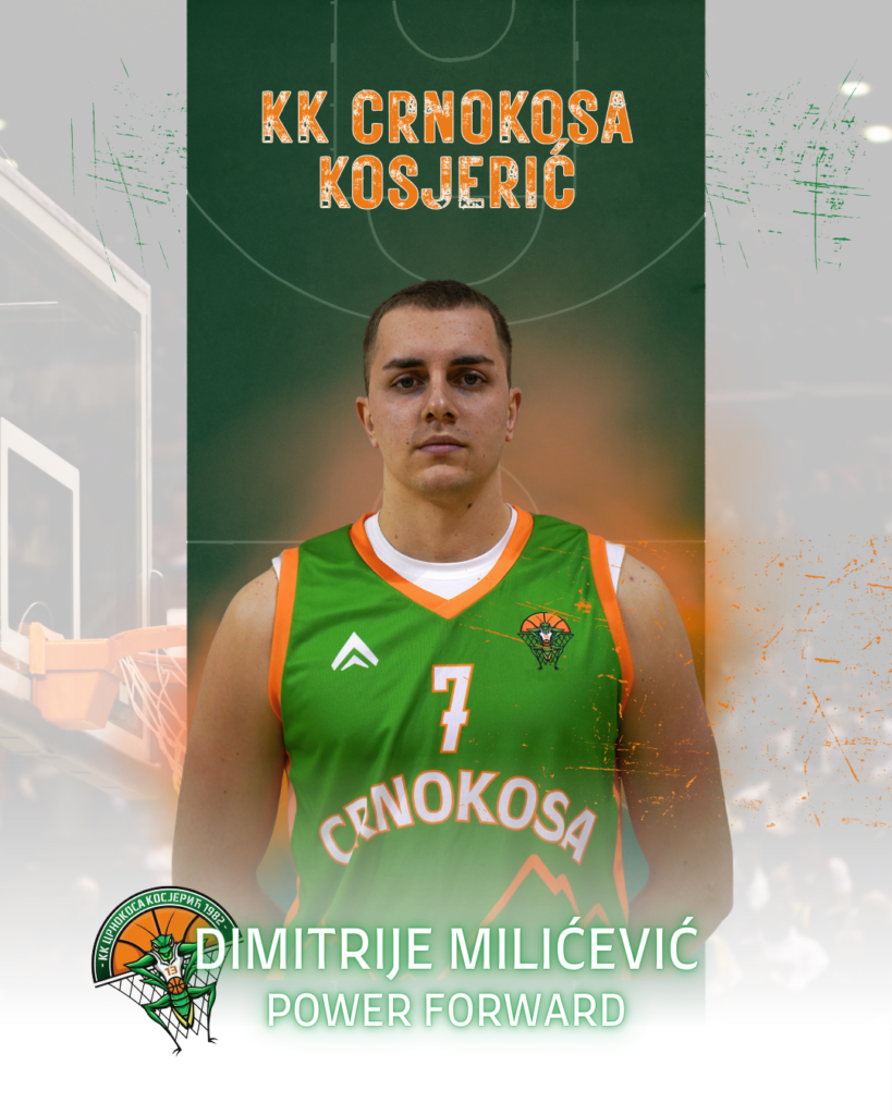 Košarkaš Dimitrije Milićević u zelenoj košarkaškoj uniformi.