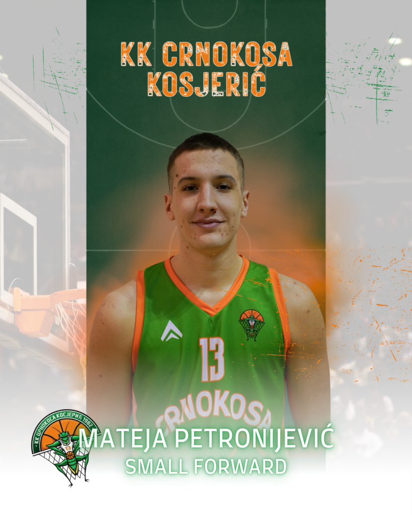 Košarkaš Mateja Petronijević u zelenoj opremi, s brojem 13.